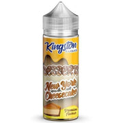 A bottle of Dessert - New York Cheesecake Kingston 100ml Nicotine Free 0mg E Liquid VAPE Juice with a label showing the product name and a brief description.